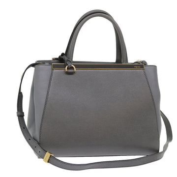 FENDI To Joule Hand Bag Leather 2way Gray Auth ep1294