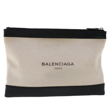 BALENCIAGA Clutch Bag White Black 373834 Auth ep1349