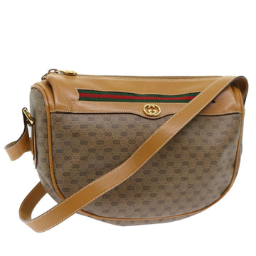 GUCCI Micro GG Canvas Web Sherry Line Shoulder Bag PVC Leather Beige Auth ep1423
