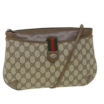 GUCCI GG Canvas Web Sherry Line Shoulder Bag Beige Red 904 02 026 Auth ep1431