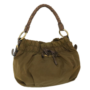 PRADA Shoulder Bag Nylon Leather Brown Auth ep1486