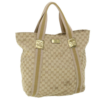 GUCCI GG Canvas Sherry Line Tote Bag Beige Pink gold 189669 Auth ep1541