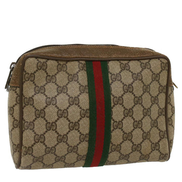 GUCCI GG Canvas Web Sherry Line Clutch Bag Beige Red Green 89 01 012 Auth ep1565
