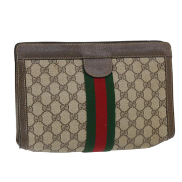 GUCCI GG Canvas Web Sherry Line Clutch Bag Beige Red Green 89 01 002 Auth ep1566