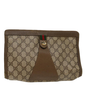 GUCCI GG Canvas Web Sherry Line Clutch Bag Beige Red Green 89 01 033 Auth ep1581