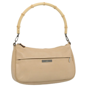 GUCCI Bamboo Shoulder Bag Leather Beige 001 3865 Auth ep1627