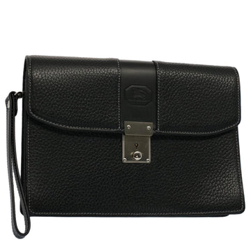 BURBERRY Clutch Bag Leather Black Auth ep1686