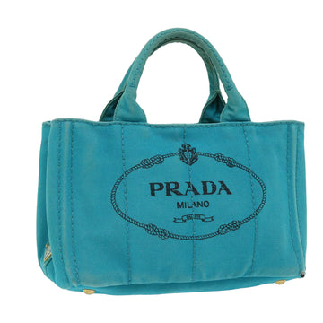 PRADA Canapa PM Hand Bag Canvas Light Blue Auth ep1689