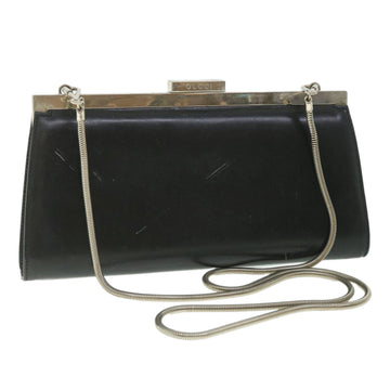 GUCCI Chain Shoulder Bag Leather Black 004 2046 Auth ep1974