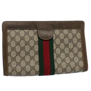 GUCCI GG Supreme Web Sherry Line Clutch Bag Beige Red 67 014 2125 Auth ep2008