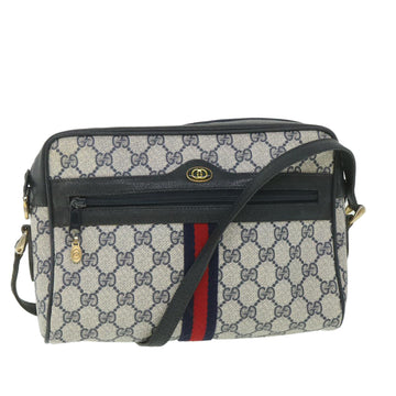 GUCCI GG Supreme Sherry Line Shoulder Bag Red Navy Gray 378 001 4071 Auth ep2026
