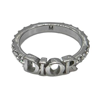 DIOR Dio[r]evolution Silver Finish Metal White Crystal Ring Size M 6