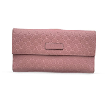 GUCCI Pink Microssima Leather Continental Long Wallet