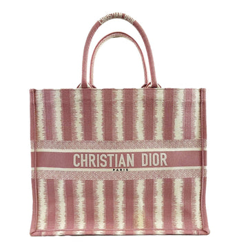 DIOR Bayadere Stripe Large Book Tote D-Stripes Embroidery Pink