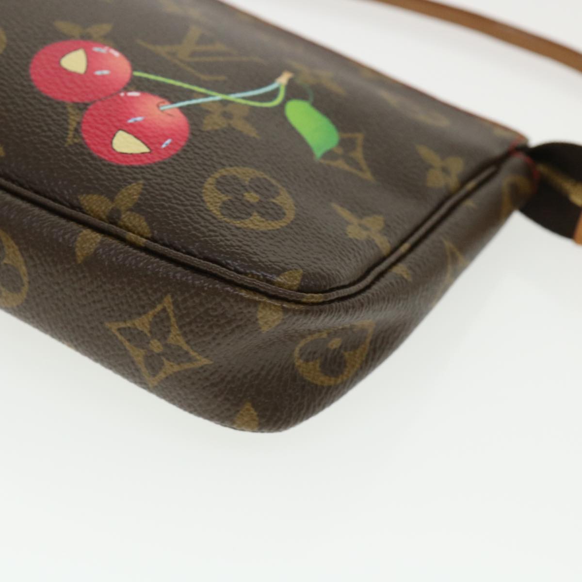 LOUIS VUITTON LV Pochette Accessoires Monogram Cherry Used Handbag M95008  #BR946