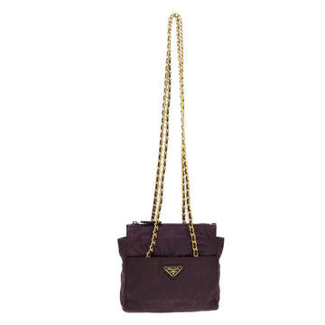 PRADA Chain Shoulder Bag Nylon Purple Auth fm2296