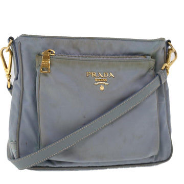 PRADA Shoulder Bag Nylon Leather Blue Auth fm2488