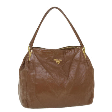 PRADA Shoulder Bag Leather Brown Auth fm2663