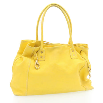 CELINE Shoulder Bag Leather Yellow Auth fm965