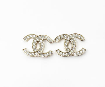 CHANEL Classic Gold CC Crystal Piercing Earrings