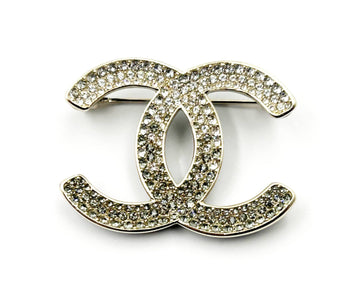 CHANEL Brand New Silver Grey Ombre Black Curve Brooch