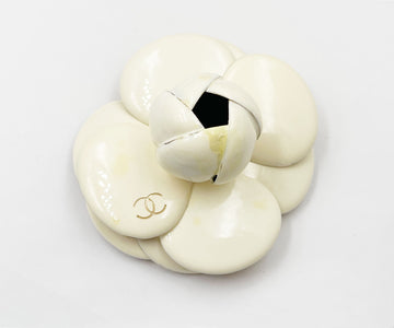 CHANEL Gold CC Ivory Camellia Large Brooch