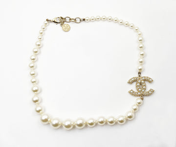 CHANEL Gold CC Pearl Short Pearl Necklace 100 Year Anniversary