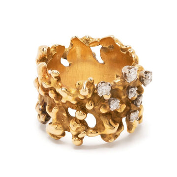 1970's Gold Diamond Openwork Ring