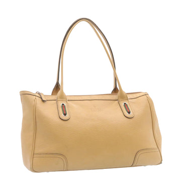 GUCCI Princy Line Tote Bag Leather Beige Auth am1445g