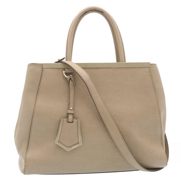 FENDI Hand Bag Leather 2way Shoulder Bag Gray Auth am2118g