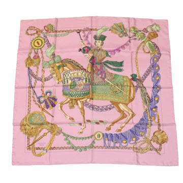 HERMES Carre90 Scarf Silk Pink Auth am2674g