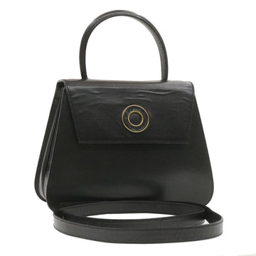 CELINE Hand Bag Leather 2Way Black Auth am376g