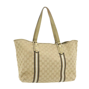 GUCCI Sherry Line GG Canvas Tote Bag Canvas Beige Gold Brown 139260 Auth am626g