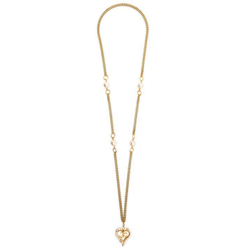CHANEL Curb Chain Heart Pendant Necklace