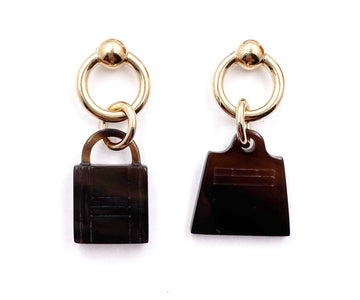 HERMES Brand New Gold Horn Amulettes Maroquinier Bags Earrings