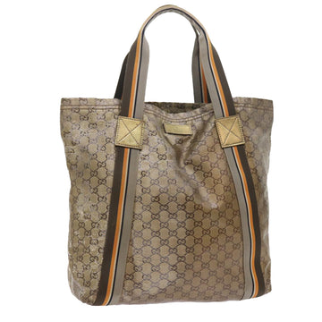 GUCCI GG Crystal Canvas Tote Bag Coated Canvas Gold Tone Auth hk836