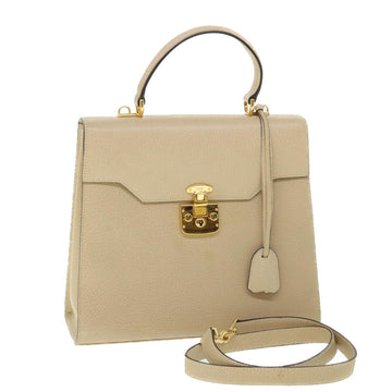 GUCCI Lady Rock Hand Bag Leather 2way Beige 007 1274 0192 Auth hk840