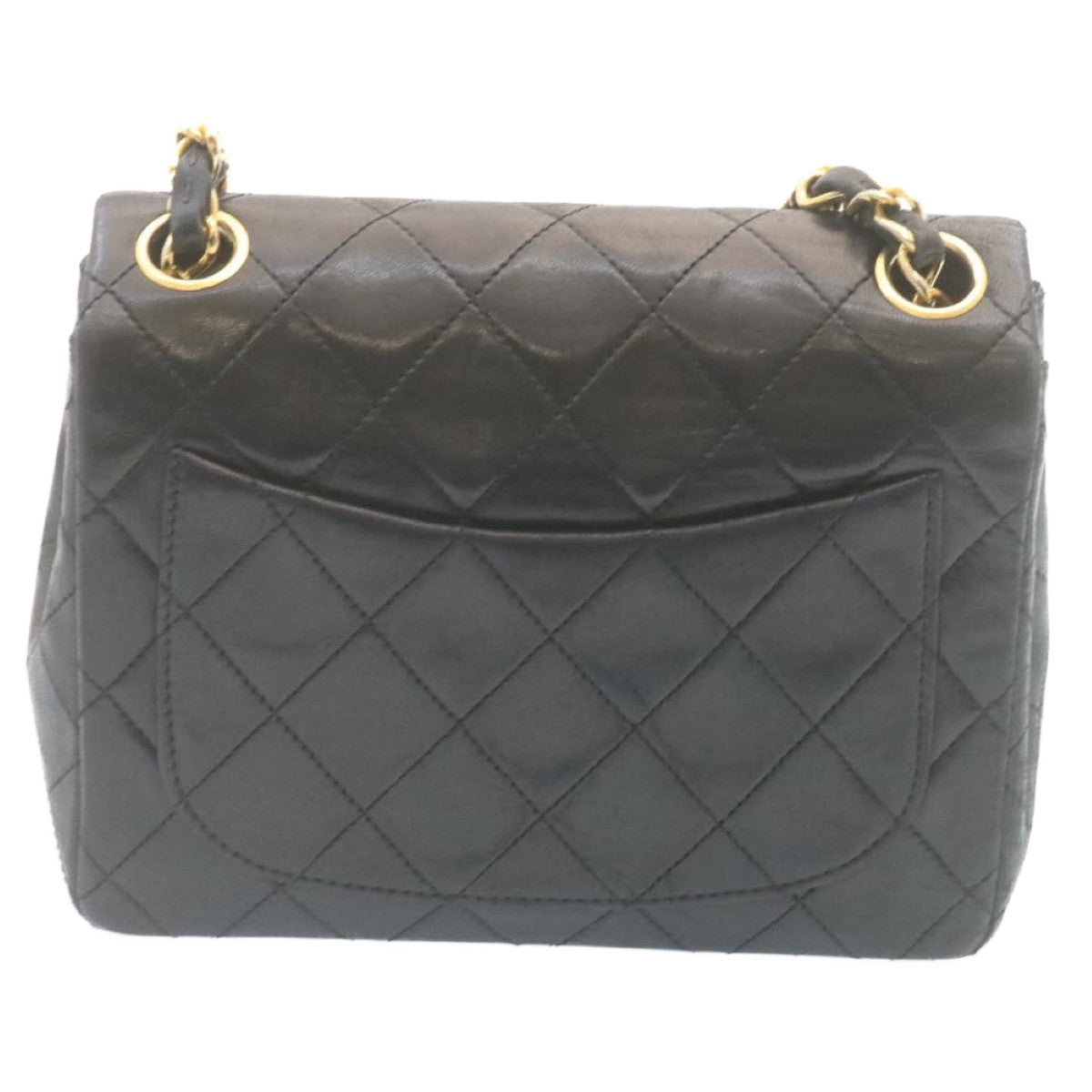 Chanel Vintage Lambskin Leather 2.55 Trapezoid Cc Medium Flap Bag in Black