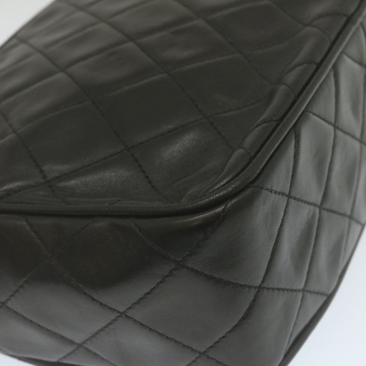 Handbags Chanel Chanel Matelasse Chain Shoulder Bag Lamb Skin Fringe Black Gold CC Auth hs691a