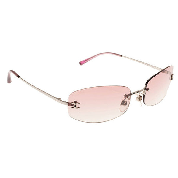 Chanel Diamante Rimless Sunglasses in Baby Pink