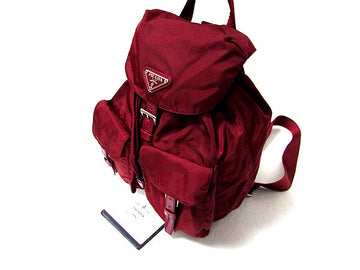 Prada Sport Red Nylon Logo Shoulder Rucksack Bag Backpack