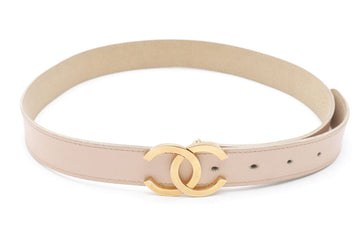 Chanel Calf Leather Gold CC Logo Beige Waist Belt
