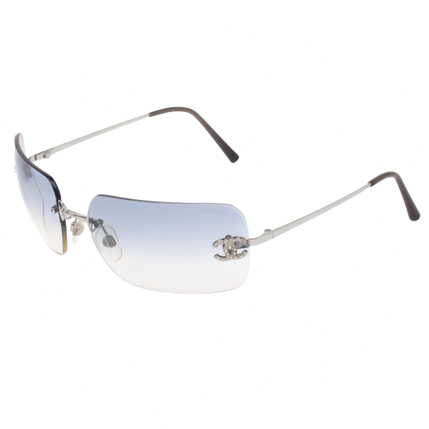 Chanel CC Logo Silver Blue Tinted Rhinestone Sunglasses 4017