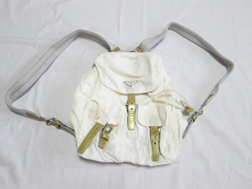 Prada Sport White Nylon Logo Shoulder Rucksack Bag Backpack