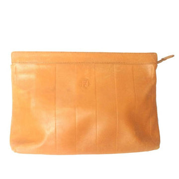 FENDI Vintage orange brown genuine leather mini document bag, clutch purse with embossed logo and epi mix