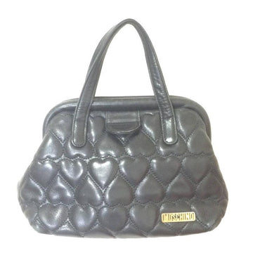 MOSCHINO Vintage black heart shape quilted lambskin mini handbag, tote purse
