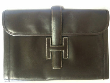 HERMES 90's vintage jige, document case, dark brown portfolio purse