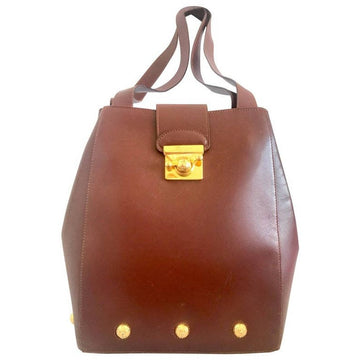 SALVATORE FERRAGAMO Vintage brown leather purse with gold tone elegant closure
