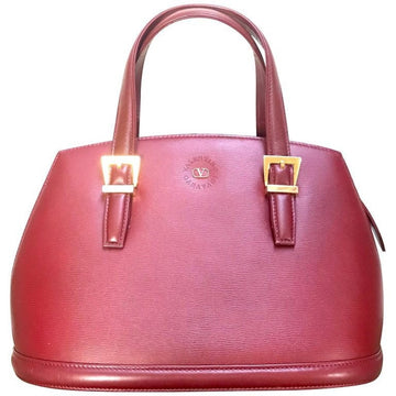 VALENTINO Vintage Garavani wine leather handbag with golden buckles