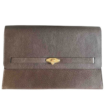 VALENTINO Vintage Garavani kelly bag style pigskin leather brown clutch purse, document bag